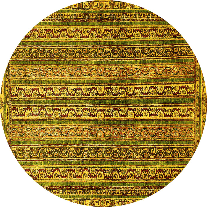 Round Abstract Yellow Modern Rug, abs656yw