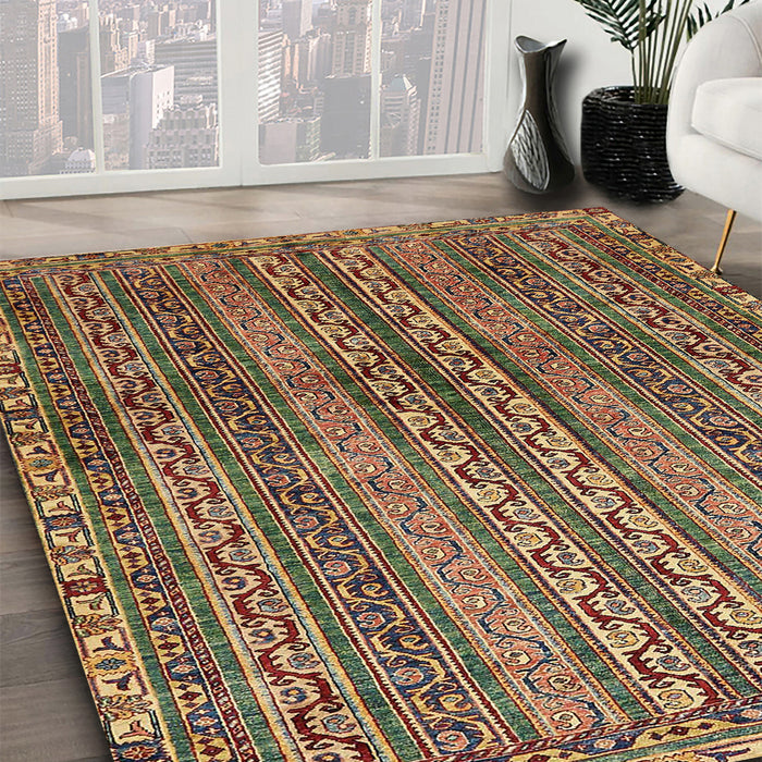 Abstract Red Brown Modern Rug in Family Room, abs656