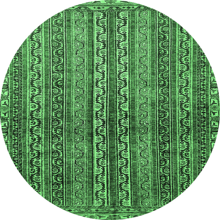 Round Abstract Emerald Green Modern Rug, abs656emgrn