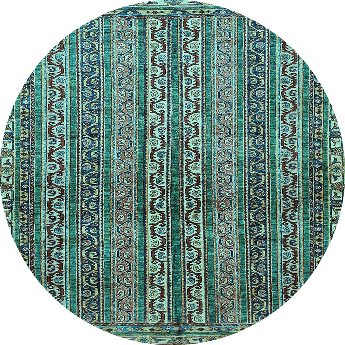 Round Machine Washable Abstract Light Blue Modern Rug, wshabs656lblu