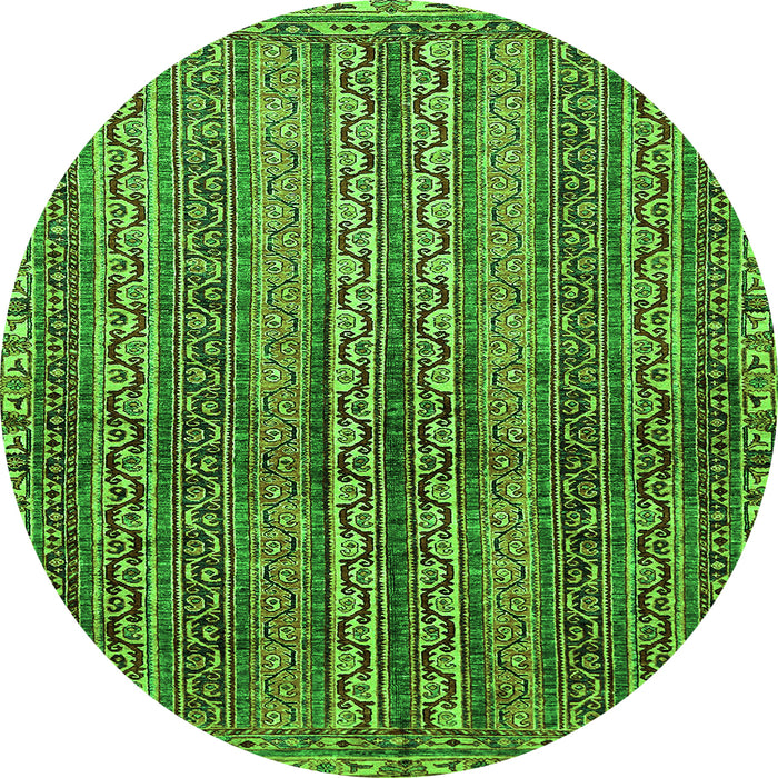 Round Machine Washable Abstract Green Modern Area Rugs, wshabs656grn