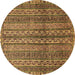 Round Abstract Brown Modern Rug, abs656brn