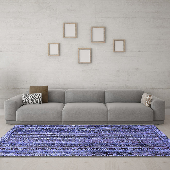 Machine Washable Abstract Blue Modern Rug in a Living Room, wshabs656blu