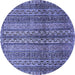 Round Machine Washable Abstract Blue Modern Rug, wshabs656blu