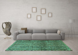 Machine Washable Abstract Turquoise Modern Area Rugs in a Living Room,, wshabs656turq
