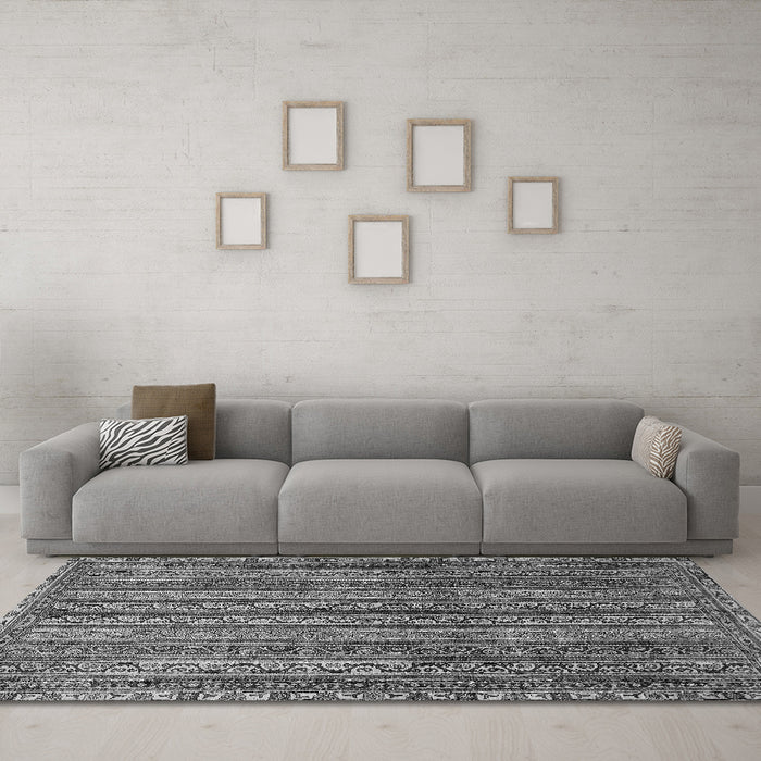 Machine Washable Abstract Gray Modern Rug in a Living Room,, wshabs656gry