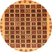 Round Machine Washable Abstract Orange Modern Area Rugs, wshabs657org