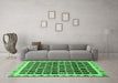 Machine Washable Abstract Emerald Green Modern Area Rugs in a Living Room,, wshabs657emgrn