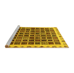 Sideview of Machine Washable Abstract Yellow Modern Rug, wshabs657yw
