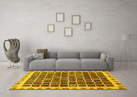 Machine Washable Abstract Yellow Modern Rug, wshabs657yw