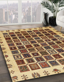 Abstract Red Brown Modern Rug in Family Room, abs657