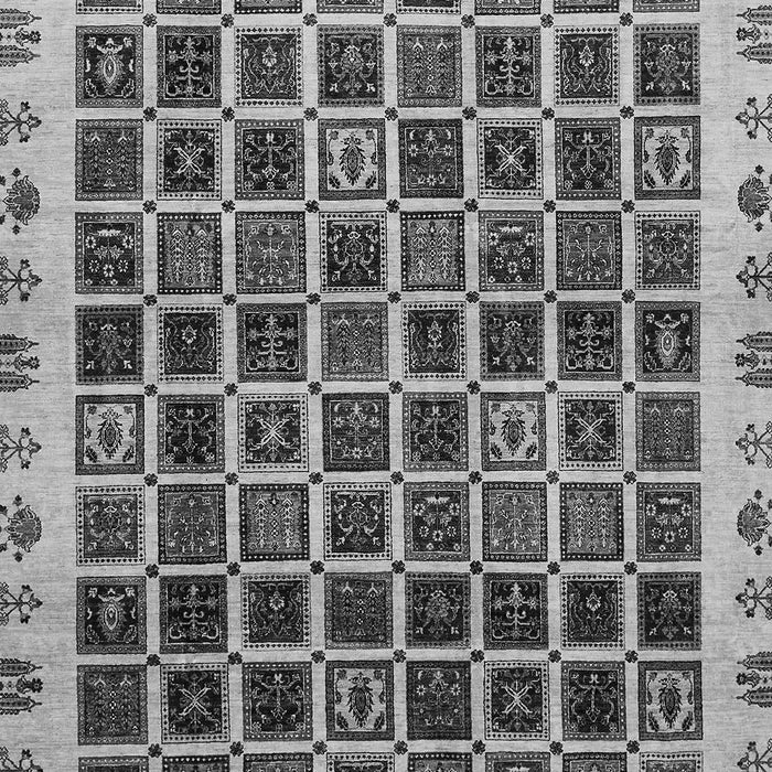 Machine Washable Abstract Gray Modern Rug, wshabs657gry