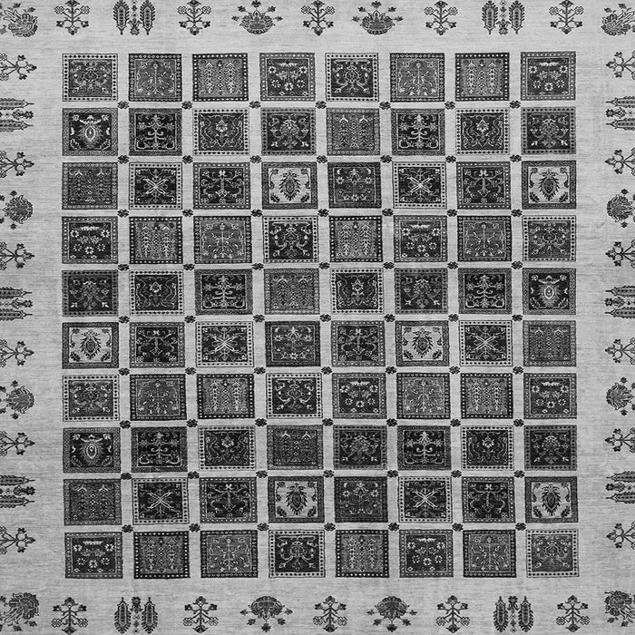 Square Machine Washable Abstract Gray Modern Rug, wshabs657gry