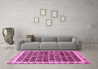 Machine Washable Abstract Pink Modern Rug, wshabs657pnk