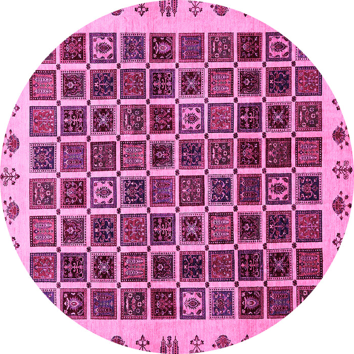 Round Abstract Pink Modern Rug, abs657pnk