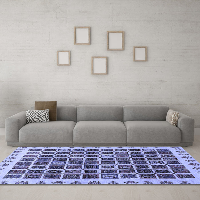 Machine Washable Abstract Blue Modern Rug in a Living Room, wshabs657blu