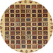 Round Abstract Red Brown Modern Rug, abs657