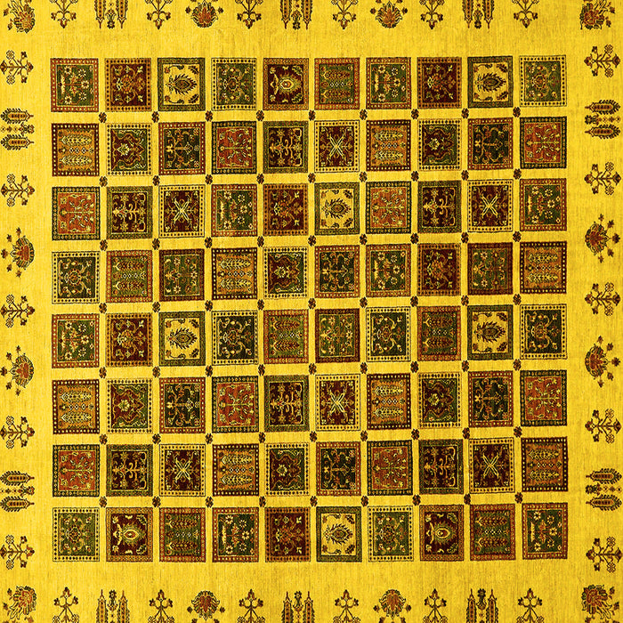Square Abstract Yellow Modern Rug, abs657yw