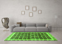 Machine Washable Abstract Green Modern Rug, wshabs657grn