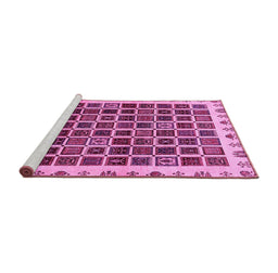 Sideview of Machine Washable Abstract Pink Modern Rug, wshabs657pnk