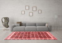 Machine Washable Abstract Red Modern Rug, wshabs657red