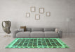 Machine Washable Abstract Turquoise Modern Area Rugs in a Living Room,, wshabs657turq