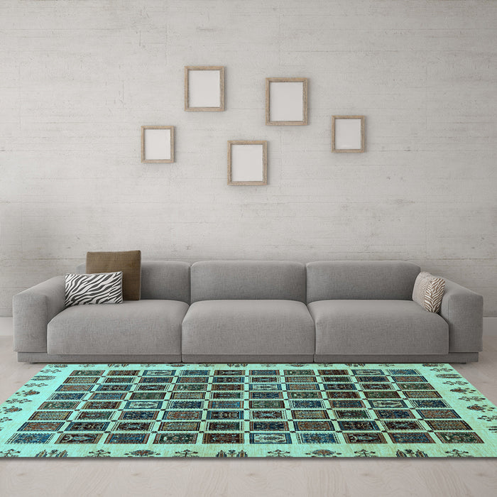 Machine Washable Abstract Light Blue Modern Rug in a Living Room, wshabs657lblu
