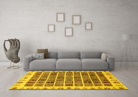 Machine Washable Abstract Yellow Modern Rug, wshabs658yw