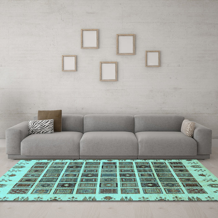 Machine Washable Abstract Light Blue Modern Rug in a Living Room, wshabs658lblu