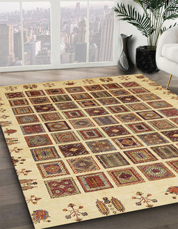 Machine Washable Abstract Mustard Yellow Rug in a Family Room, wshabs658