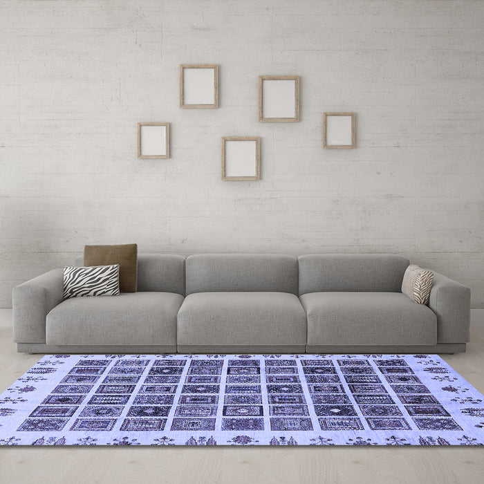 Machine Washable Abstract Blue Modern Rug in a Living Room, wshabs658blu