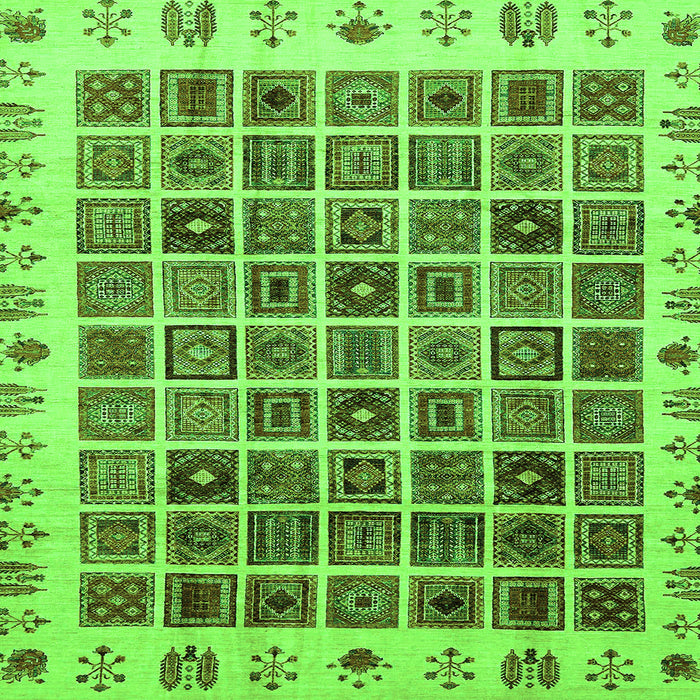 Square Abstract Green Modern Rug, abs658grn