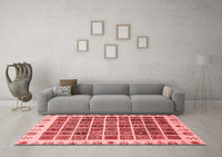 Machine Washable Abstract Red Modern Rug, wshabs658red