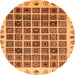 Round Machine Washable Abstract Orange Modern Area Rugs, wshabs658org