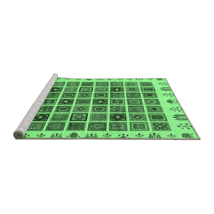 Sideview of Machine Washable Abstract Emerald Green Modern Area Rugs, wshabs658emgrn