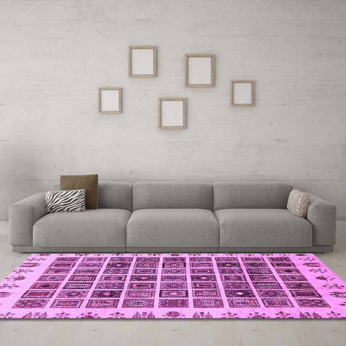 Machine Washable Abstract Purple Modern Area Rugs in a Living Room, wshabs658pur