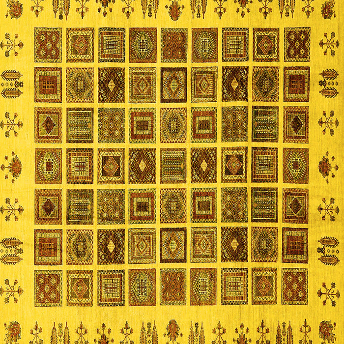 Square Machine Washable Abstract Yellow Modern Rug, wshabs658yw