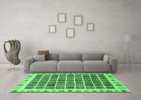 Machine Washable Abstract Emerald Green Modern Rug, wshabs658emgrn