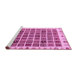 Sideview of Machine Washable Abstract Pink Modern Rug, wshabs658pnk