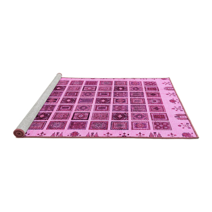 Sideview of Machine Washable Abstract Pink Modern Rug, wshabs658pnk