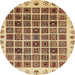 Round Machine Washable Abstract Mustard Yellow Rug, wshabs658