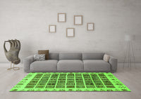 Machine Washable Abstract Green Modern Rug, wshabs658grn