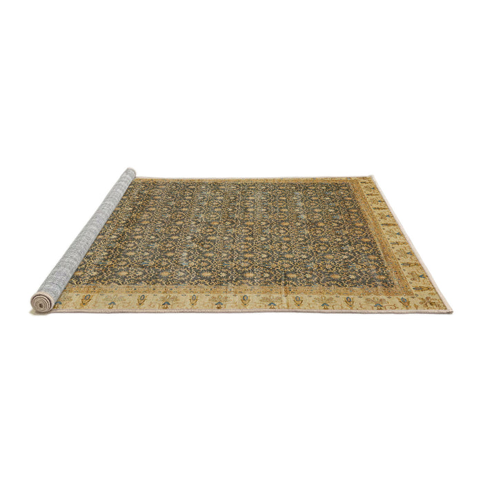 Sideview of Machine Washable Abstract Brown Rug, wshabs659