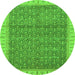 Round Abstract Green Modern Rug, abs659grn