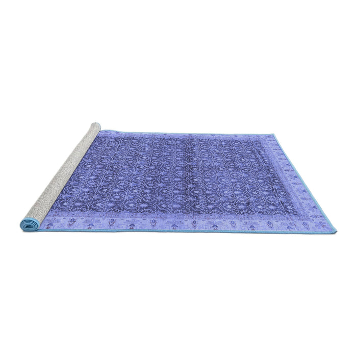 Sideview of Machine Washable Abstract Blue Modern Rug, wshabs659blu
