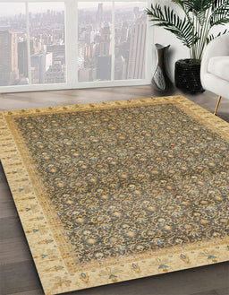Machine Washable Abstract Brown Rug in a Family Room, wshabs659