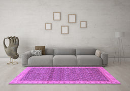Machine Washable Abstract Purple Modern Area Rugs in a Living Room, wshabs659pur