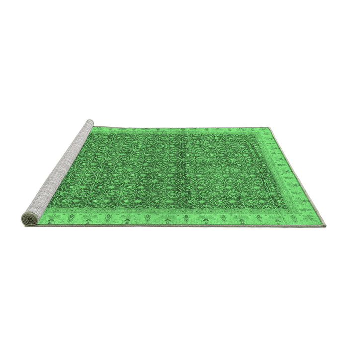 Sideview of Machine Washable Abstract Emerald Green Modern Area Rugs, wshabs659emgrn