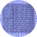 Round Abstract Blue Modern Rug, abs659blu