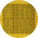 Round Abstract Yellow Modern Rug, abs659yw